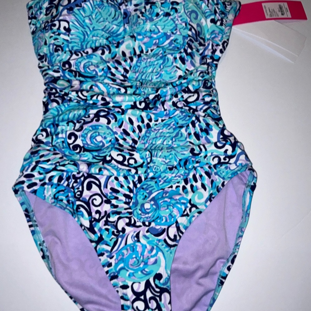 Lilly Pulitzer NWT Flamenco One Piece Swimsuit Light Aqua Spritz Size 0 - Picture 15 of 16